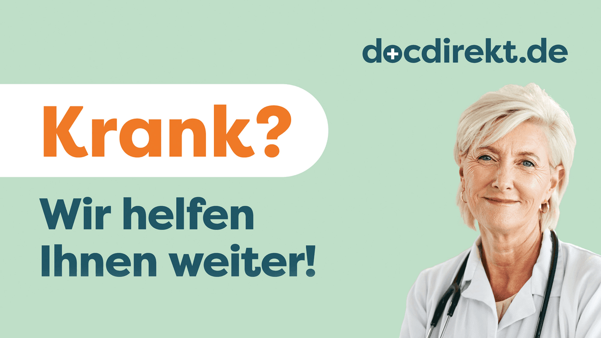 Informationsgrafik für das Online-Angebot docdirekt der Kassenärztliche Vereinigung Baden-Württemberg (KVBW)